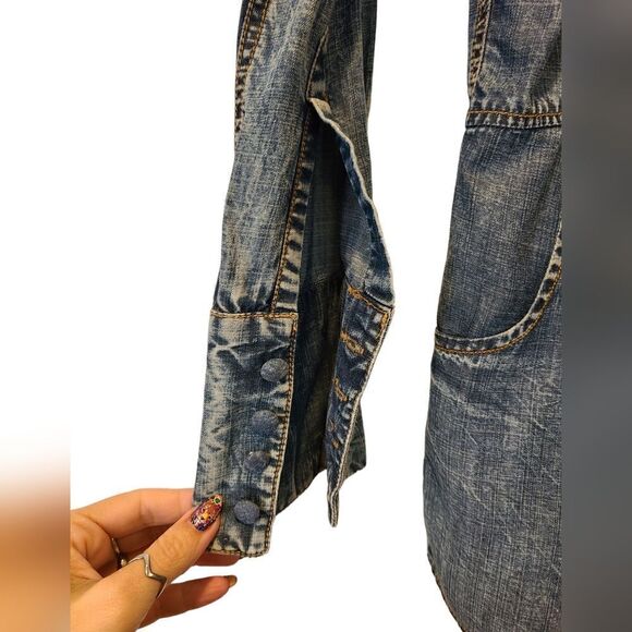 Soft Surroundings Alalic Embroidered Denim Button Front Tunic, Longsleeve | S - Picture 6 of 11